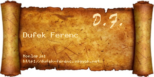 Dufek Ferenc névjegykártya