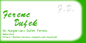ferenc dufek business card